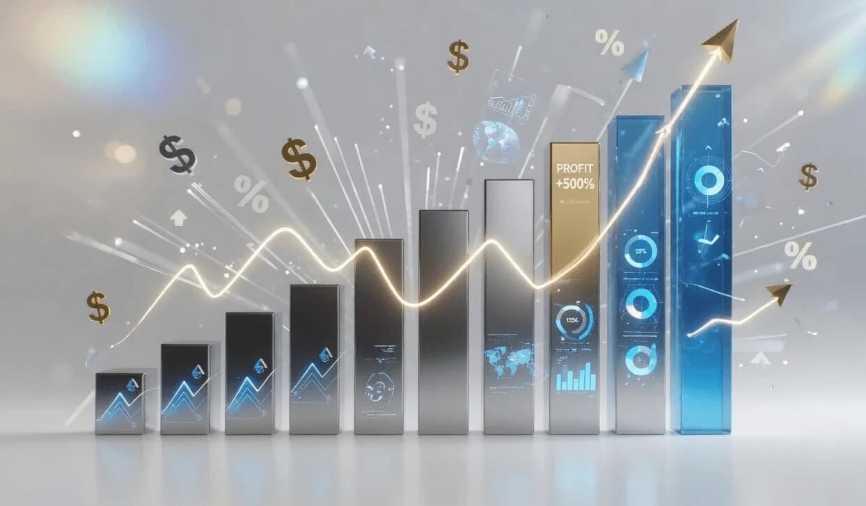 Marketing analytics dashboards showing audience growth